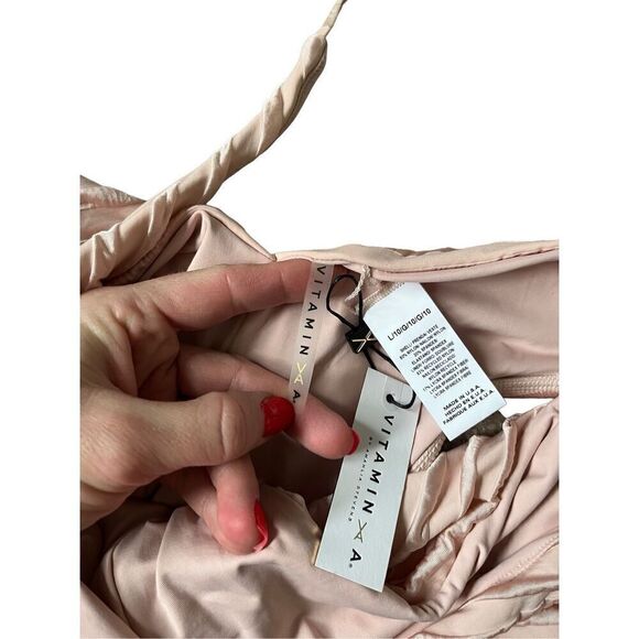 NWT VITAMIN A DEMI BALLET STRIPE BODYSUIT ONE-PIECE SWIMSUIT size L Pink - Picture 5 of 9